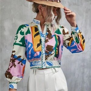 Colorful Abstract Print Blouse